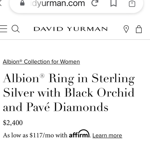 David Yurman Albion Ring in Sterling Silver with Black Orchid and Pavé Diamonds - Picture 3 of 6